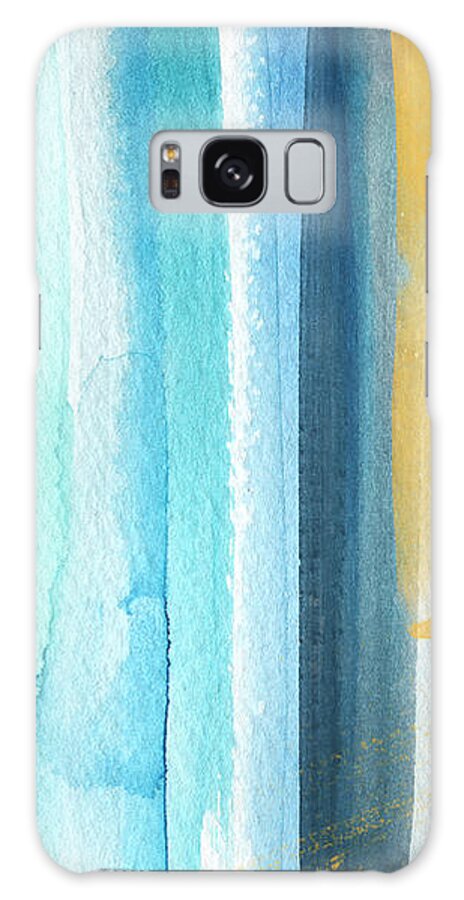 Vertical Stripes in Blue and Gold Galaxy Case