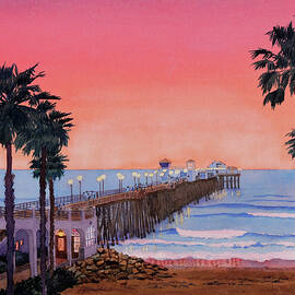 Sunset at Oceanside Pier by Mary Helmreich