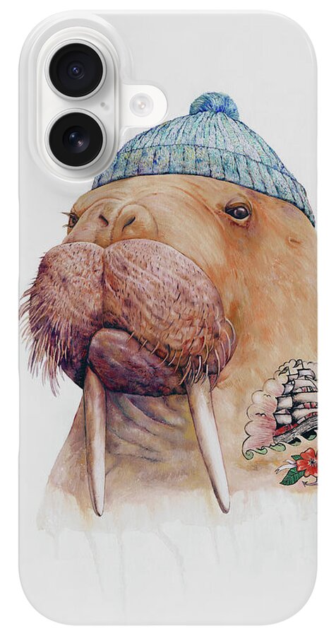 Walrus with Beanie and Tattoo iPhone Case
