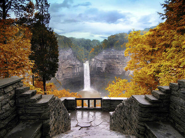 Majestic Autumn Waterfall View Wall Art