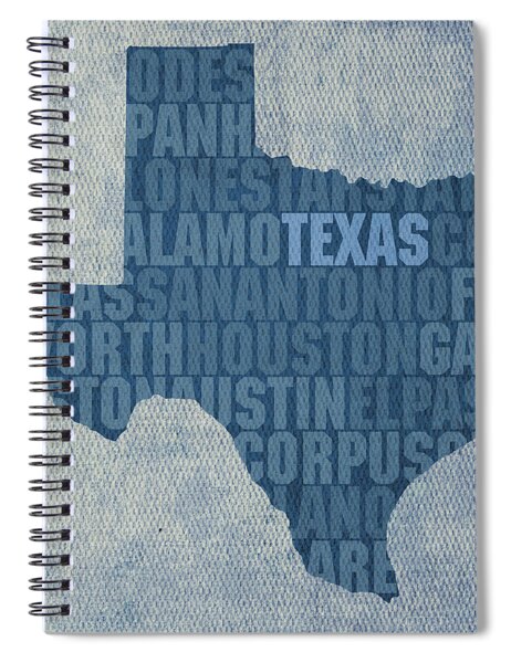 Map of Texas with City Names Spiral Notebook