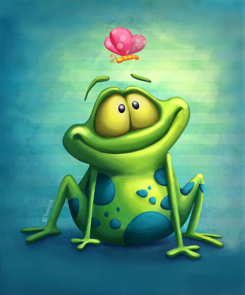 Frog and Butterfly Encounter Wall Art