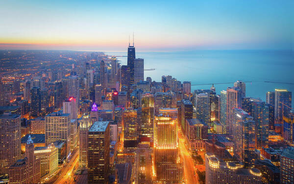 Chicago Skyline at Dusk Wall Art