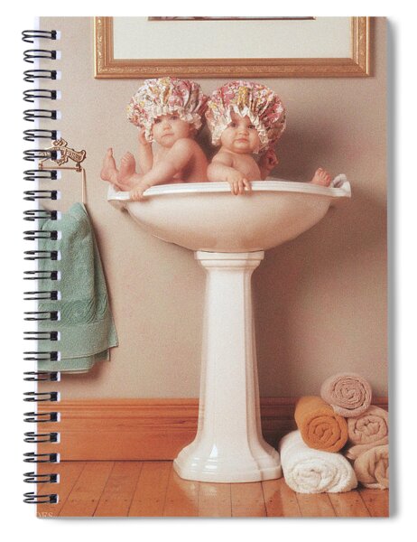 Twins in a Bathroom Basin Spiral Notebook