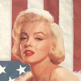 True Blue Marilyn In Flag by Chris Consani