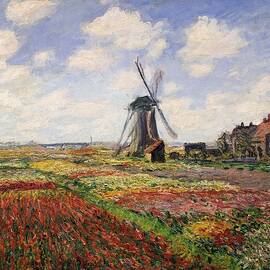 Tulip Fields with the Rijnsburg Windmill by Claude Monet