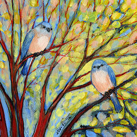 Two Bluebirds by Jennifer Lommers