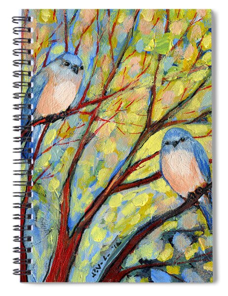 Bluebirds on Colorful Branches Spiral Notebook