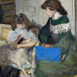 Two Girls with a Dog by Pierre Bonnard