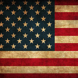United States American USA Flag Vintage Distressed Finish on Worn Canvas by Design Turnpike