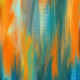 Vibrant Blues - Turquoise and Orange Abstract Art by Lourry Legarde