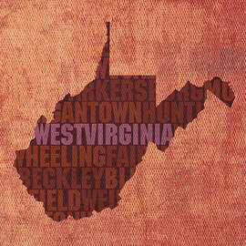 West Virginia State Word Art on Canvas by Design Turnpike