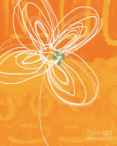 Abstract Floral on Orange Background Wall Art