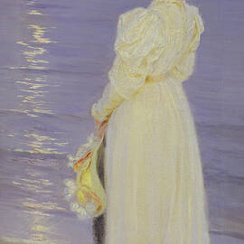 Woman In White On A Beach, 1893 by Peder Severin Kroyer