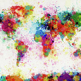 World Map Paint Drop by Michael Tompsett