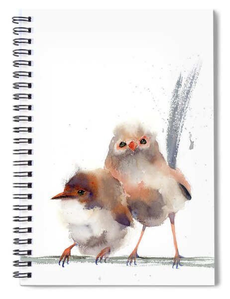 Two Small Birds Perched Together Spiral Notebook