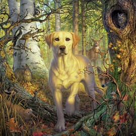 Yellow Lab in Fall by Mark Fredrickson