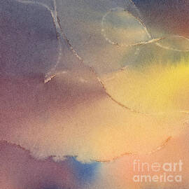 Yellow Orange Blue Watercolor Square Design 3 by Sharon Freeman