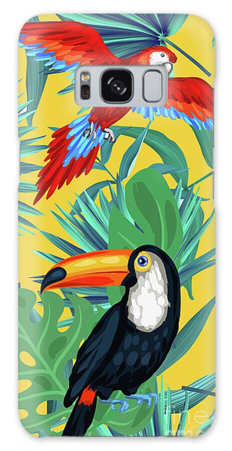 Exotic Birds with Tropical Leaves Galaxy Case