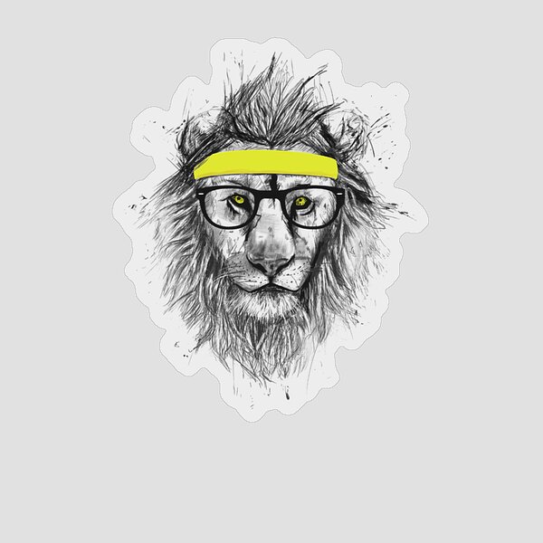 Lion with Glasses and Headband Sticker