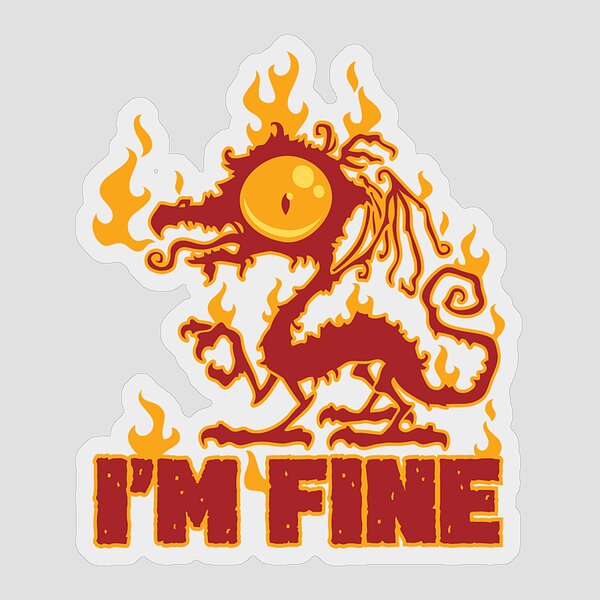 Fiery Cartoon Dragon Sticker