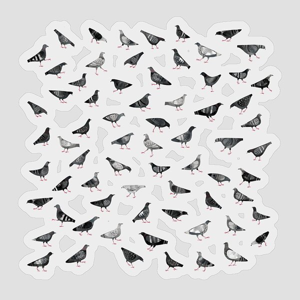 Pattern of Illustrated Pigeons Sticker