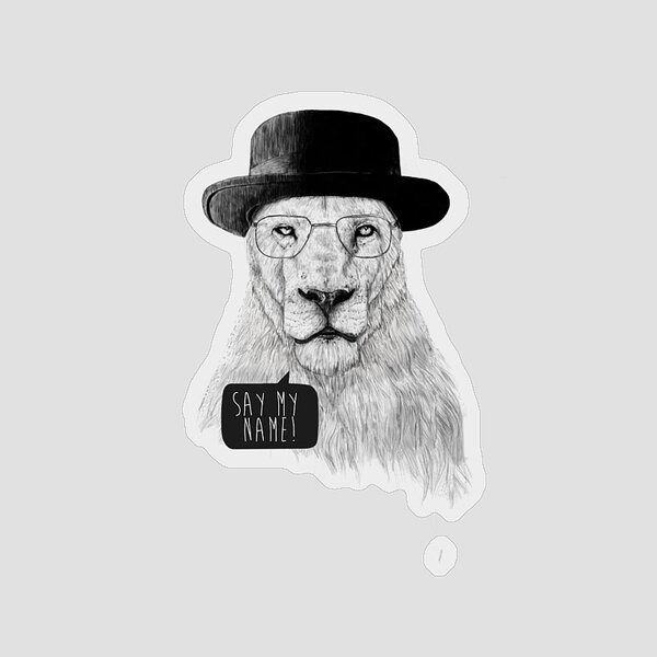 Stylish Lion in Glasses and Hat Sticker