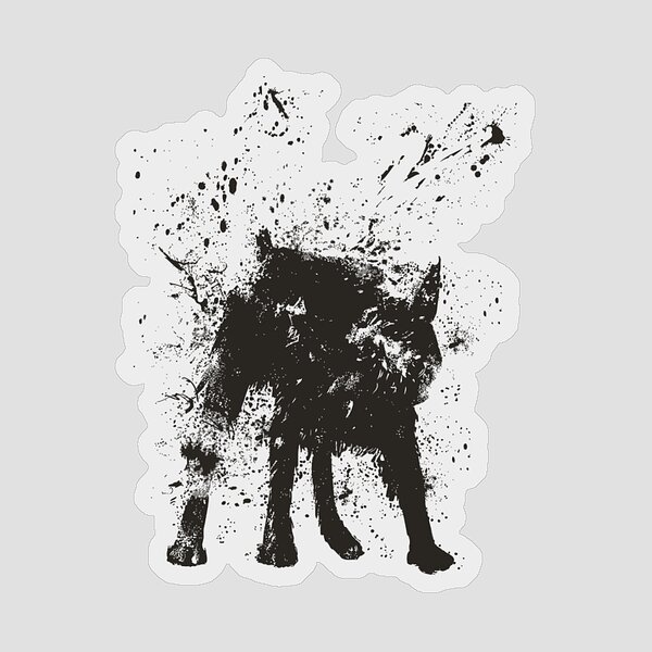 Abstract Black Wolf Silhouette Sticker