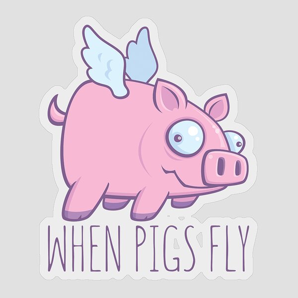 Flying Pig Cartoon Sticker