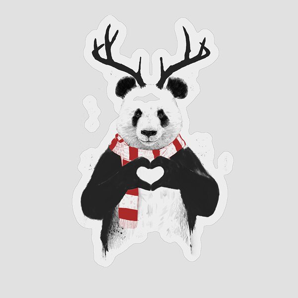 Panda with Antlers and Scarf Sticker